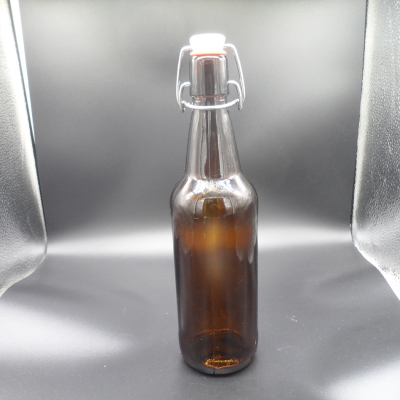 Amber beer swing top glass bottle