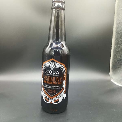 Decal printed beer bottle