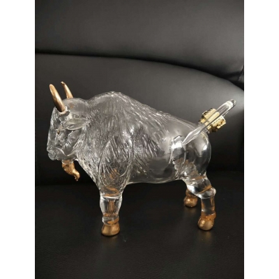Bull shape glass bottle
