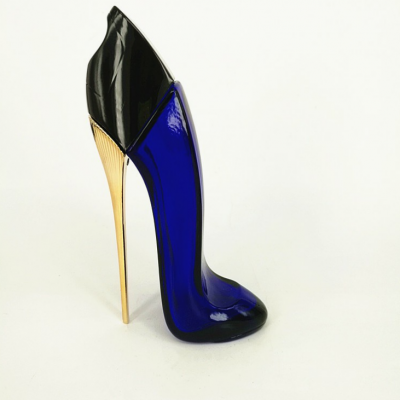 High heeled perfume glass bottle for perfume