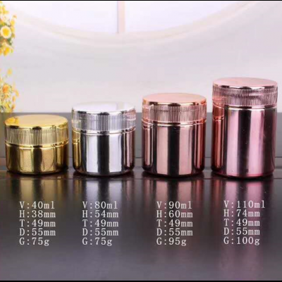 Glass jars of various sizes with plating cream