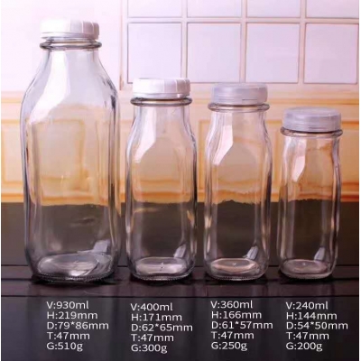 Square milk glass bottle proof seal cap