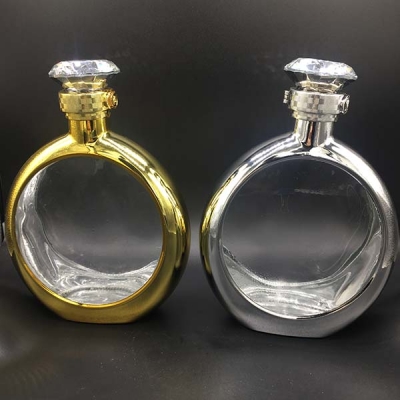 Gold and silver dimond cap ring wedding sipirt glass bottle