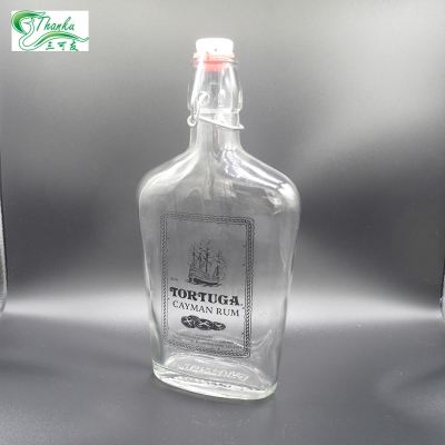 Flat swing flip top rum bottle